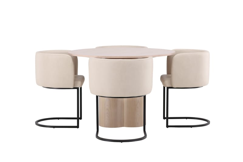 Olivia Matgrupp 110 cm Rund med 4 Simrishamn stolar - Whitewash - Products - Möbler - Bord & matgrupp - Matgrupp