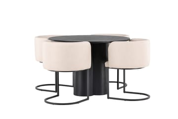 Olivia Matgrupp 110 cm Rund med 4 Simrishman Stolar - Beige - Products - Möbler - Bord & matgrupp - Matgrupp