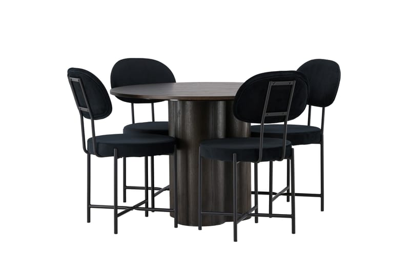 Olivia Matgrupp 110 cm Rund med 4 Stella stolar - Svart - Products - Möbler - Bord & matgrupp - Matgrupp