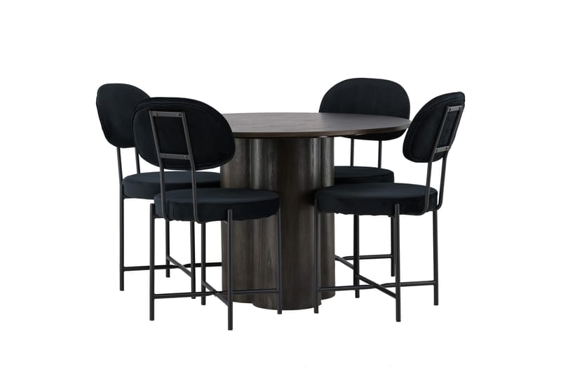 Olivia Matgrupp 110 cm Rund med 4 Stella stolar - Svart - Products - Möbler - Bord & matgrupp - Matgrupp