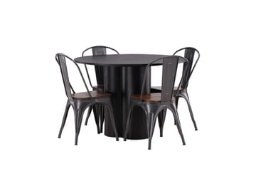 Olivia Matgrupp 110 cm Rund med 4 Tempe Stolar - Svart - Products - Möbler - Bord & matgrupp - Matgrupp