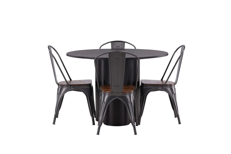 Olivia Matgrupp 110 cm Rund med 4 Tempe Stolar, Svart