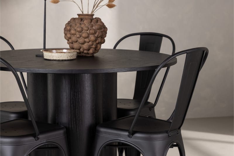 Olivia Matgrupp 110 cm Rund med 4 Tempe Stolar - Svart - Products - Möbler - Bord & matgrupp - Matgrupp