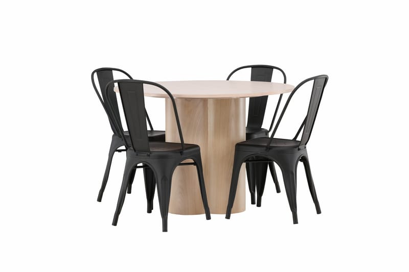 Olivia Matgrupp 110 cm Rund med 4 Tempe Stolar - Svart - Products - Möbler - Bord & matgrupp - Matgrupp