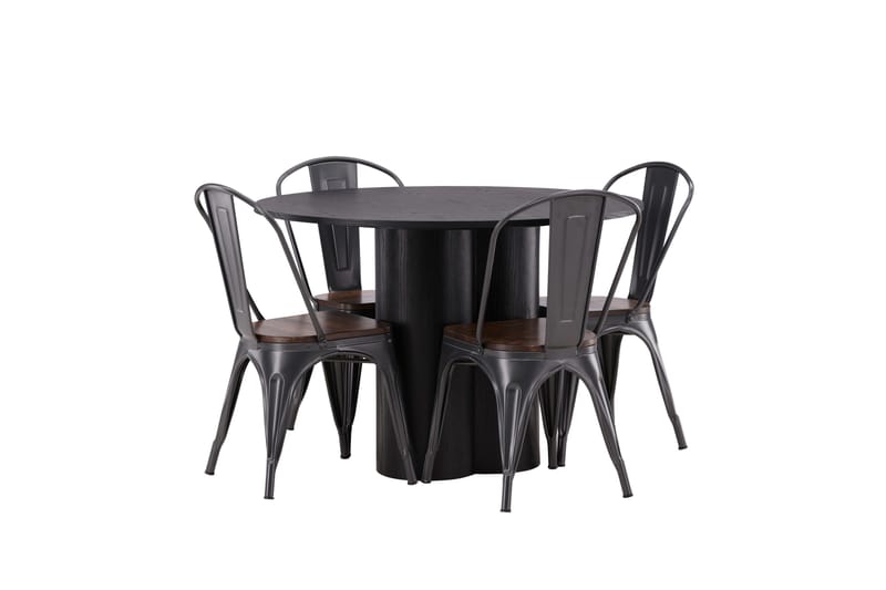 Olivia Matgrupp 110 cm Rund med 4 Tempe Stolar - Svart - Products - Möbler - Bord & matgrupp - Matgrupp