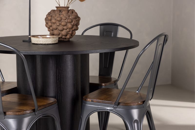 Olivia Matgrupp 110 cm Rund med 4 Tempe Stolar - Svart - Products - Möbler - Bord & matgrupp - Matgrupp