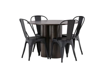 Olivia Matgrupp 110 cm Rund med 4 Tempe Stolar - Svart - Products - Möbler - Bord & matgrupp - Matgrupp