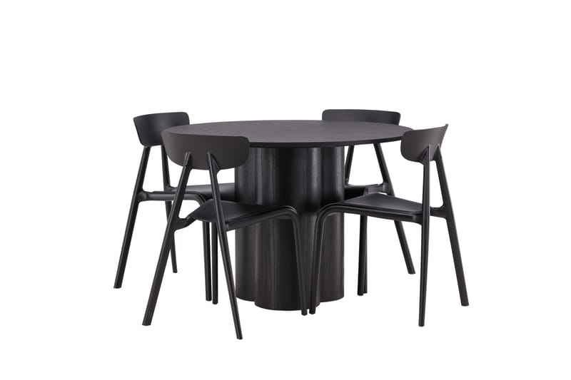 Olivia Matgrupp 110 cm Rund med 4 Ursholmen Stolar - Svart - Products - Möbler - Bord & matgrupp - Matgrupp