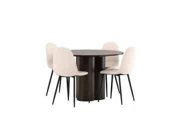 Olivia Matgrupp 110 cm Rund med 4 Polar stolar - Beige - Products - Möbler - Bord & matgrupp - Matgrupp