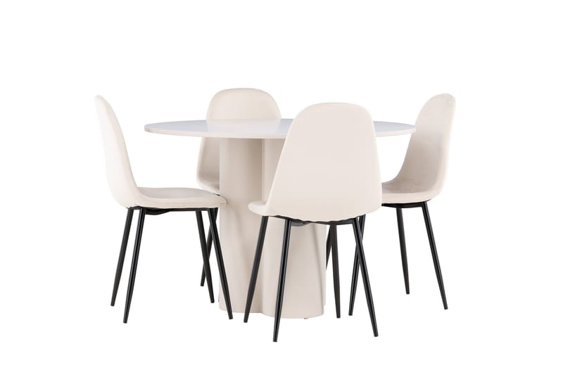 Olivia Matgrupp 110 cm Rund med 4 Polar stolar - Beige/Beige - Products - Möbler - Bord & matgrupp - Matgrupp