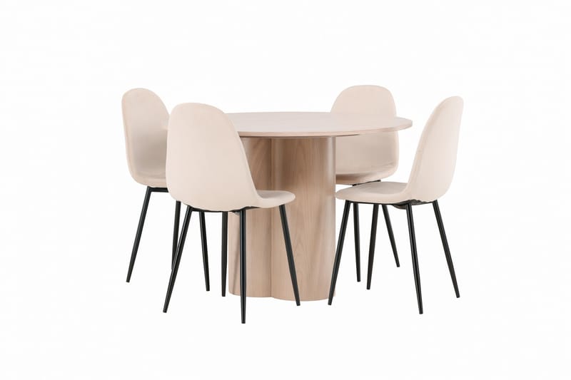 Olivia Matgrupp 110 cm Rund med 4 Polar stolar - Whitewash - Products - Möbler - Bord & matgrupp - Matgrupp