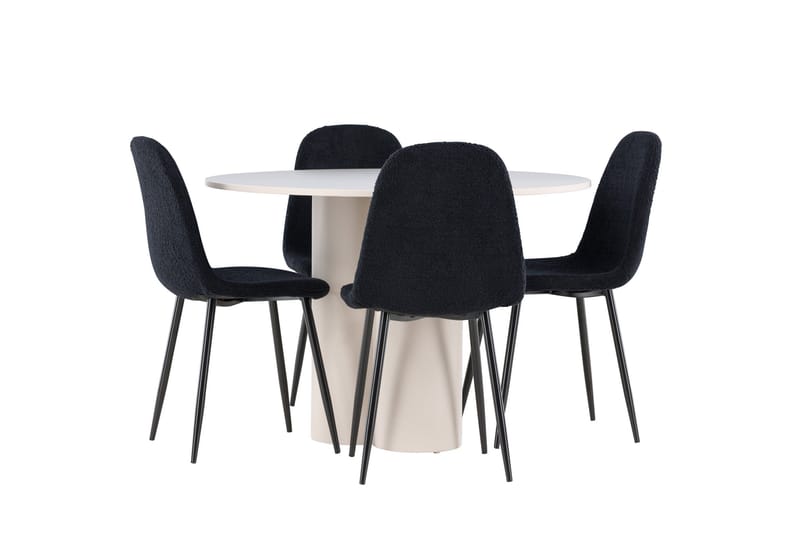 Olivia Matgrupp 110 cm Rund med 4 Polar stolar - Beige/Svart - Products - Möbler - Bord & matgrupp - Matgrupp