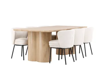 Olivia Matgrupp 210 cm Rektangulär med 6 Agnes stolar - Whitewash/Vit - Products - Möbler - Bord & matgrupp - Matgrupp