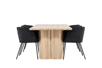 Olivia Matgrupp 210 cm Rektangulär med 6 Berit stolar - Whitewash/Svart - Products - Möbler - Bord & matgrupp - Matgrupp