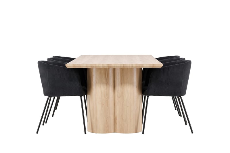 Olivia Matgrupp 210 cm Rektangulär med 6 Berit stolar - Whitewash/Svart - Products - Möbler - Bord & matgrupp - Matgrupp