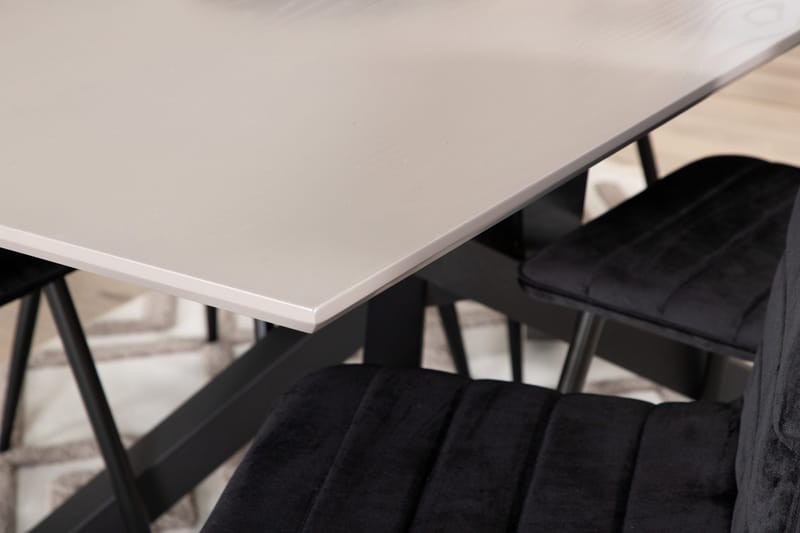 Penny Matgrupp 190 cm inkl 6 Robin Sammetsstolar - Grå/Svart - Products - Möbler - Bord & matgrupp - Matgrupp