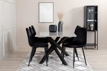 Penny Matgrupp 190 cm inkl 6 Pontus Stolar - Grå/Svart - Products - Möbler - Bord & matgrupp - Matgrupp