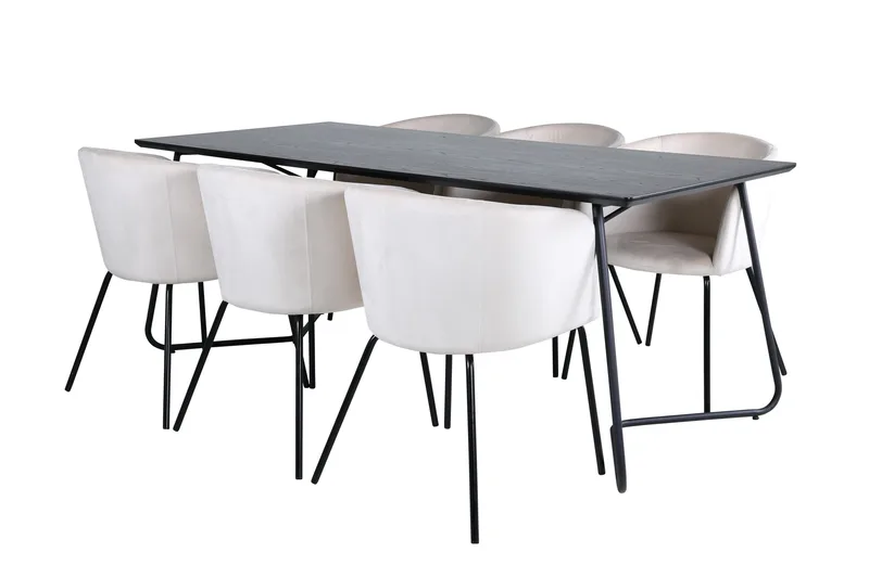 Petra Matgrupp 190 cm Rektangulär med 6 Berit stolar, Beige