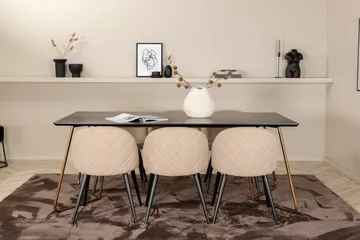 Petra Matgrupp 190 cm Rektangulär med 6 Velvet stolar - Beige - Products - Möbler - Bord & matgrupp - Matgrupp