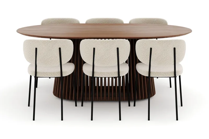 Peyra Ovalt Matbord 200 cm med 6 Gemmiano Stolar - Valnöt - Products - Möbler - Bord & matgrupp - Matgrupp