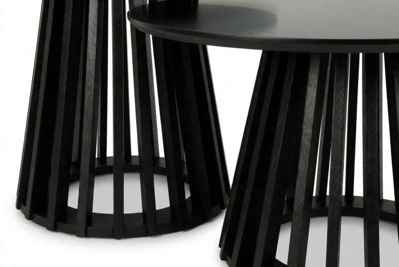 Peyra Soffbord Satsbord Runt 86/60 cm Fanér - Svart - Products - Möbler - Bord & matgrupp - Soffbord