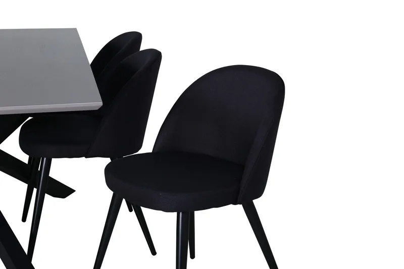 Piazza Matgrupp 180 cm Rektangulär med 6 Velvet stolar - Svart - Products - Möbler - Bord & matgrupp - Matgrupp