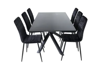 Piazza Matgrupp 180 cm Rektangulär med 6 Windu stolar - Svart - Products - Möbler - Bord & matgrupp - Matgrupp