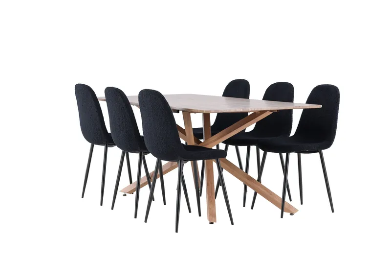 Piazza Matgrupp 180 cm Rektangulär med 6 Polar stolar, Mocca/Svart