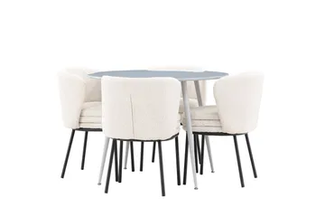 Plaza Matgrupp 100 cm Rund med 4 Agnes stolar - Grå/Vit - Products - Möbler - Bord & matgrupp - Matgrupp