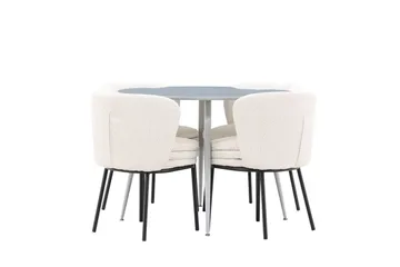 Plaza Matgrupp 100 cm Rund med 4 Agnes stolar - Grå/Vit - Products - Möbler - Bord & matgrupp - Matgrupp