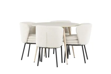 Plaza Matgrupp 100 cm Rund med 4 Agnes stolar - Whitewash/Vit - Products - Möbler - Bord & matgrupp - Matgrupp