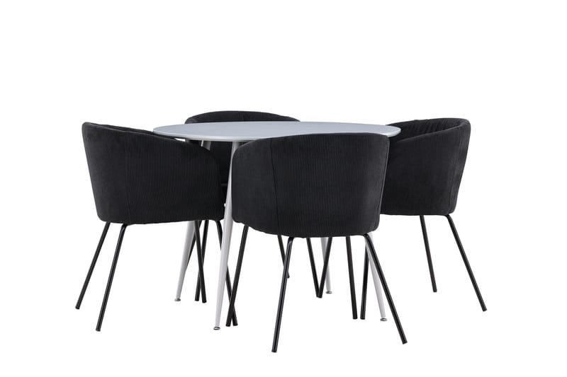 Plaza Matgrupp 100 cm Rund med 4 Berit stolar - Grå/Svart - Products - Möbler - Bord & matgrupp - Matgrupp