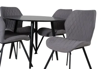 Plaza Matgrupp 100 cm Rund med 4 Gemma stolar - Svart - Products - Möbler - Bord & matgrupp - Matgrupp