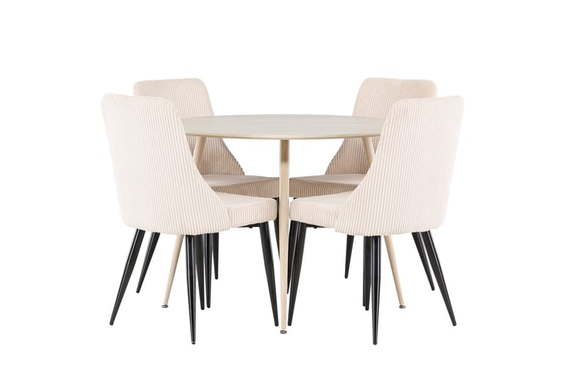 Plaza Matgrupp 100 cm Rund med 4 Leone stolar - Whitewash/Beige - Products - Möbler - Bord & matgrupp - Matgrupp