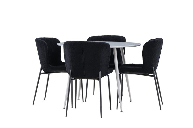 Plaza Matgrupp 100 cm Rund med 4 Modesto stolar - Grå/Svart - Products - Möbler - Bord & matgrupp - Matgrupp