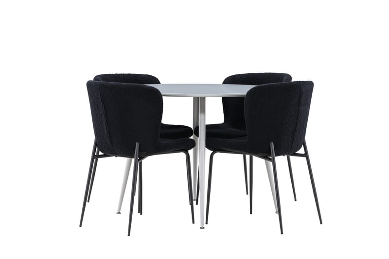 Plaza Matgrupp 100 cm Rund med 4 Modesto stolar - Grå/Svart - Products - Möbler - Bord & matgrupp - Matgrupp