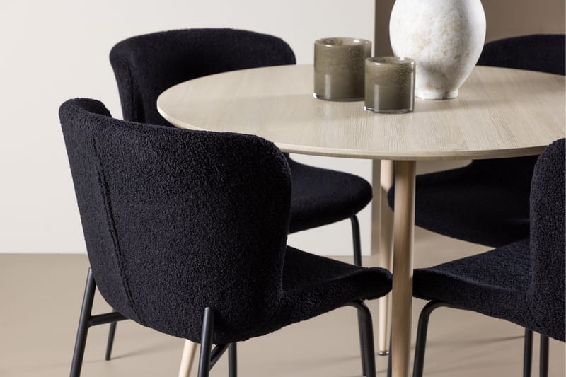 Plaza Matgrupp 100 cm Rund med 4 Modesto stolar - Whitewash/Svart - Products - Möbler - Bord & matgrupp - Matgrupp