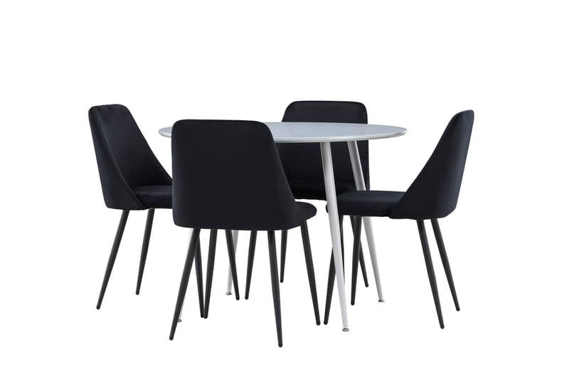 Plaza Matgrupp 100 cm Rund med 4 Night stolar - Grå/Svart - Products - Möbler - Bord & matgrupp - Matgrupp