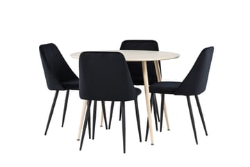 Plaza Matgrupp 100 cm Rund med 4 Night stolar - Whitewash/Svart - Products - Möbler - Bord & matgrupp - Matgrupp