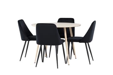 Plaza Matgrupp 100 cm Rund med 4 Night stolar - Whitewash/Svart - Products - Möbler - Bord & matgrupp - Matgrupp