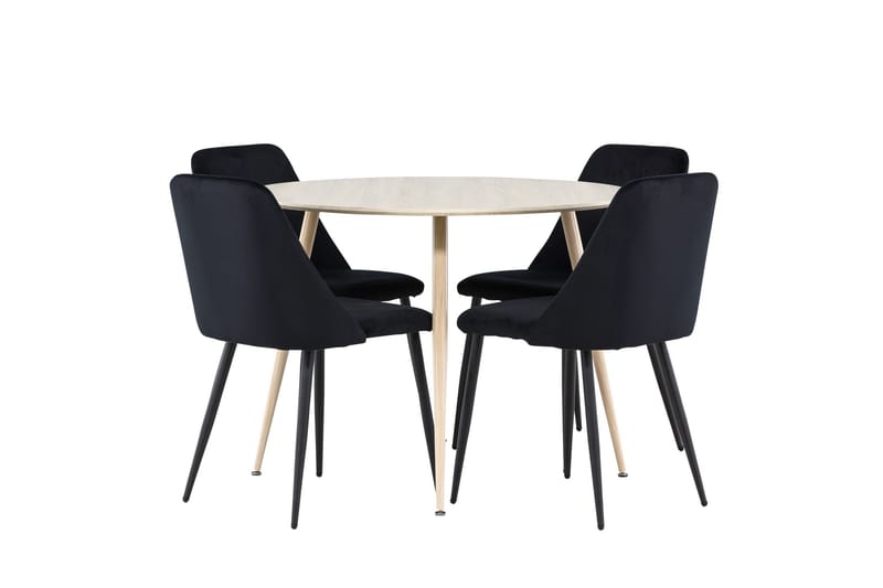 Plaza Matgrupp 100 cm Rund med 4 Night stolar - Whitewash/Svart - Products - Möbler - Bord & matgrupp - Matgrupp
