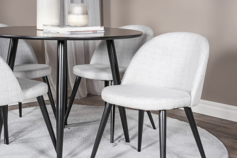 Plaza Matgrupp 100 cm Rund med 4 Velvet Stolar - Svart - Products - Möbler - Bord & matgrupp - Matgrupp