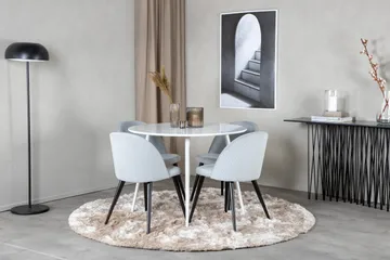 Plaza Matgrupp 100 cm Rund med 4 Velvet stolar - Svart - Products - Möbler - Bord & matgrupp - Matgrupp