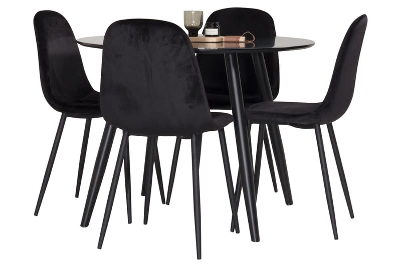 Plaza Matgrupp 100 cm Rund med 4 Polar stolar - Svart - Products - Möbler - Bord & matgrupp - Matgrupp
