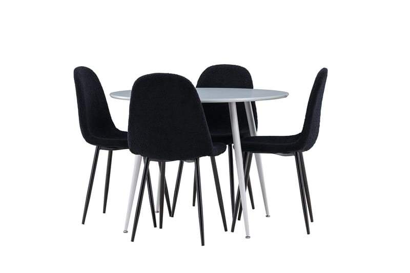 Plaza Matgrupp 100 cm Rund med 4 Polar stolar - Grå/Svart - Products - Möbler - Bord & matgrupp - Matgrupp