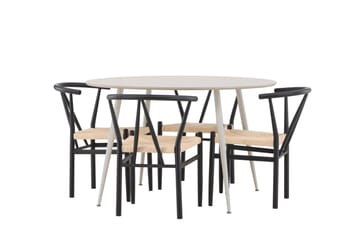 Plaza Matgrupp 120 cm Rund med 4 Alfons stolar - Beige/Svart - Products - Möbler - Bord & matgrupp - Matgrupp