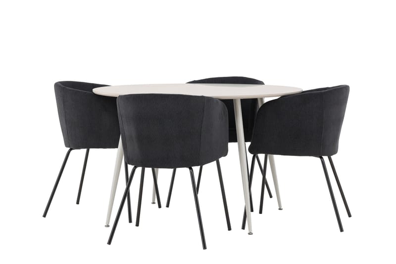 Plaza Matgrupp 120 cm Rund med 4 Berit stolar - Beige/Svart - Products - Möbler - Bord & matgrupp - Matgrupp