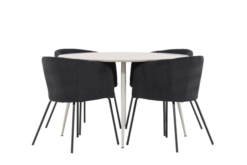 Plaza Matgrupp 120 cm Rund med 4 Berit stolar - Beige/Svart - Products - Möbler - Bord & matgrupp - Matgrupp
