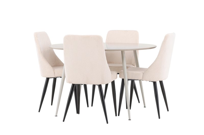 Plaza Matgrupp 120 cm Rund med 4 Leone stolar - Beige/Beige - Products - Möbler - Bord & matgrupp - Matgrupp