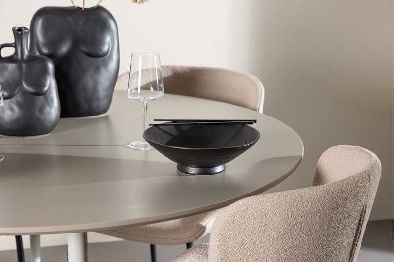 Plaza Matgrupp 120 cm Rund med 4 Modesto stolar - Beige/Beige - Products - Möbler - Bord & matgrupp - Matgrupp
